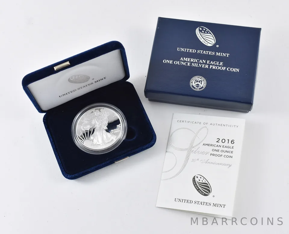 2016-W American Silver Eagle PROOF 1 Oz Silver - Coin & Box & COA