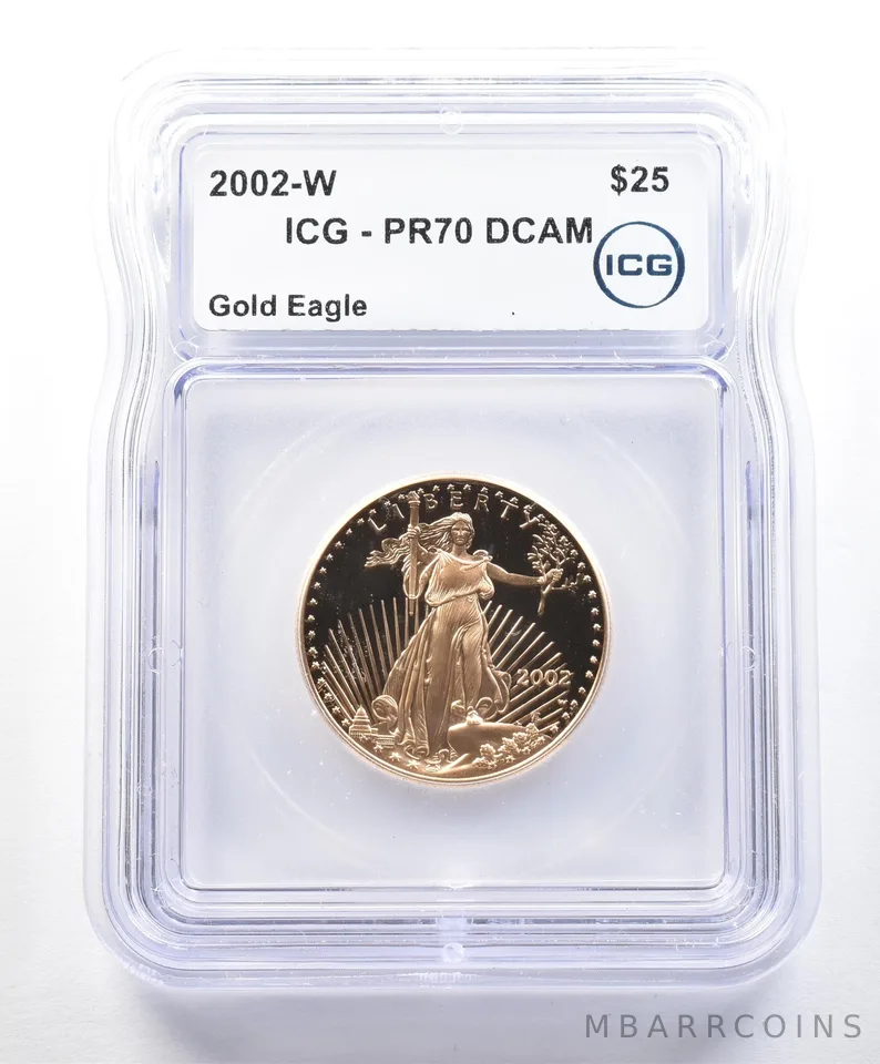 2002-W $25 American Gold Eagle 1/2 Oz Gold PR70 DCAM ICG