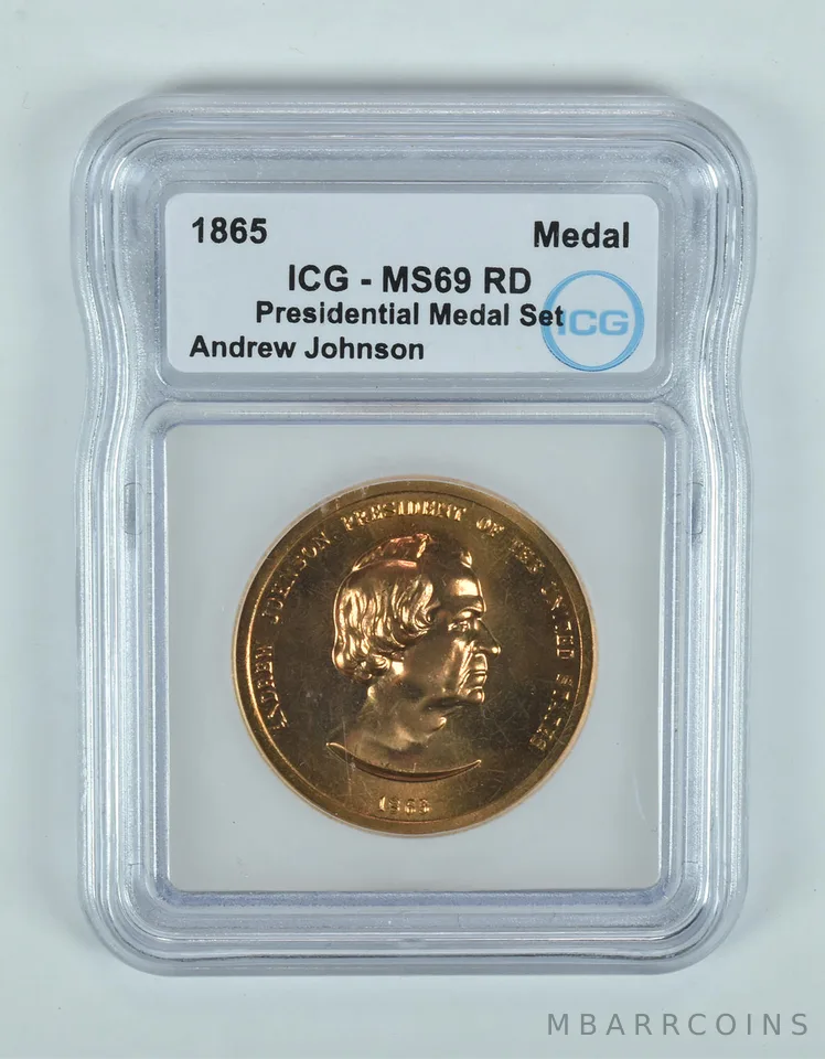 (1865) Presidential Medal Set Andrew Johnson MS69 RD ICG