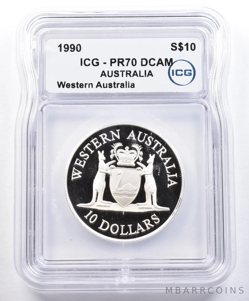 1990 Australia 10 Dollars Silver Western Australia PR70 DCAM ICG *1587