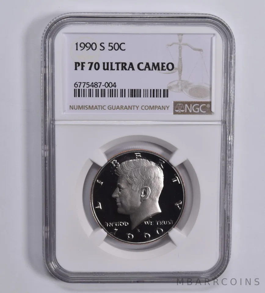 1990-S Kennedy Half Dollar PF70 NGC Brown Lbl