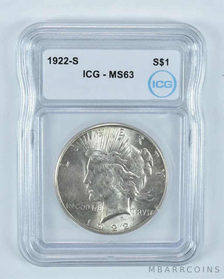 1922-S Peace Silver Dollar MS63 ICG