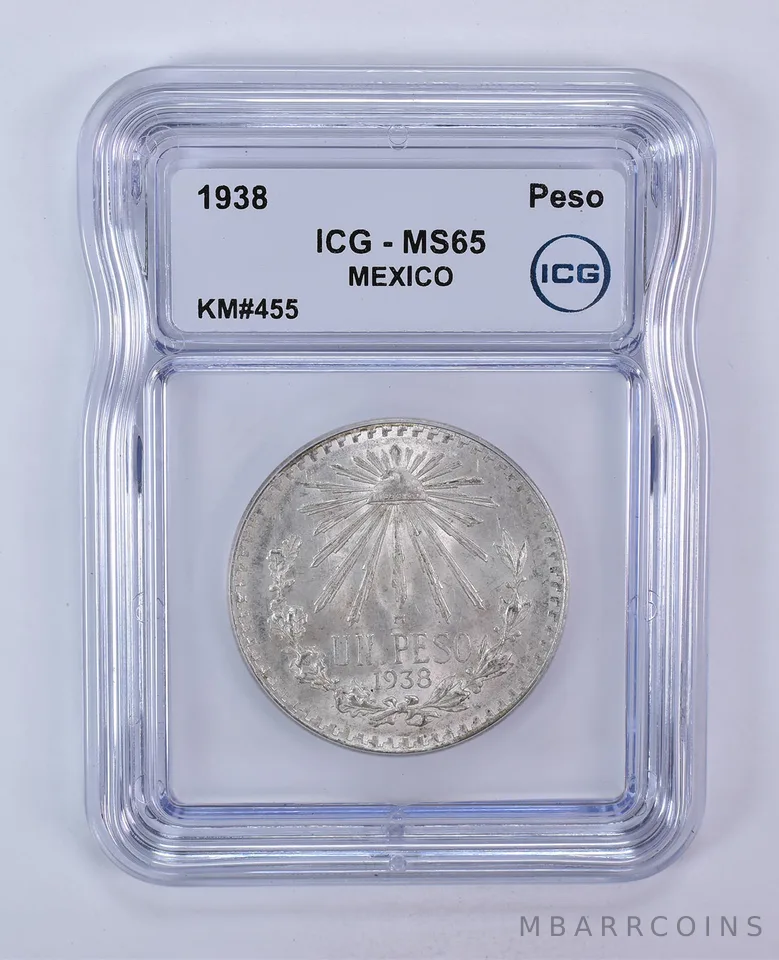 1938 Mexico Peso KM#455 MS65 ICG