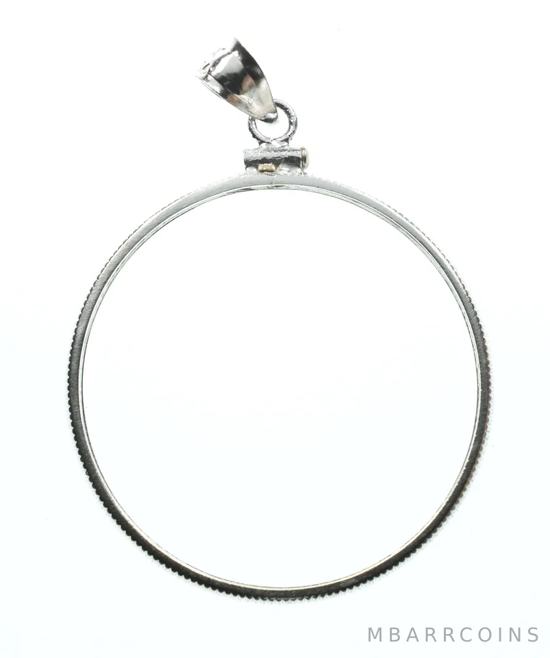 Sterling Silver 33 MM Coin Bezel Pendant Frame Edge *2398