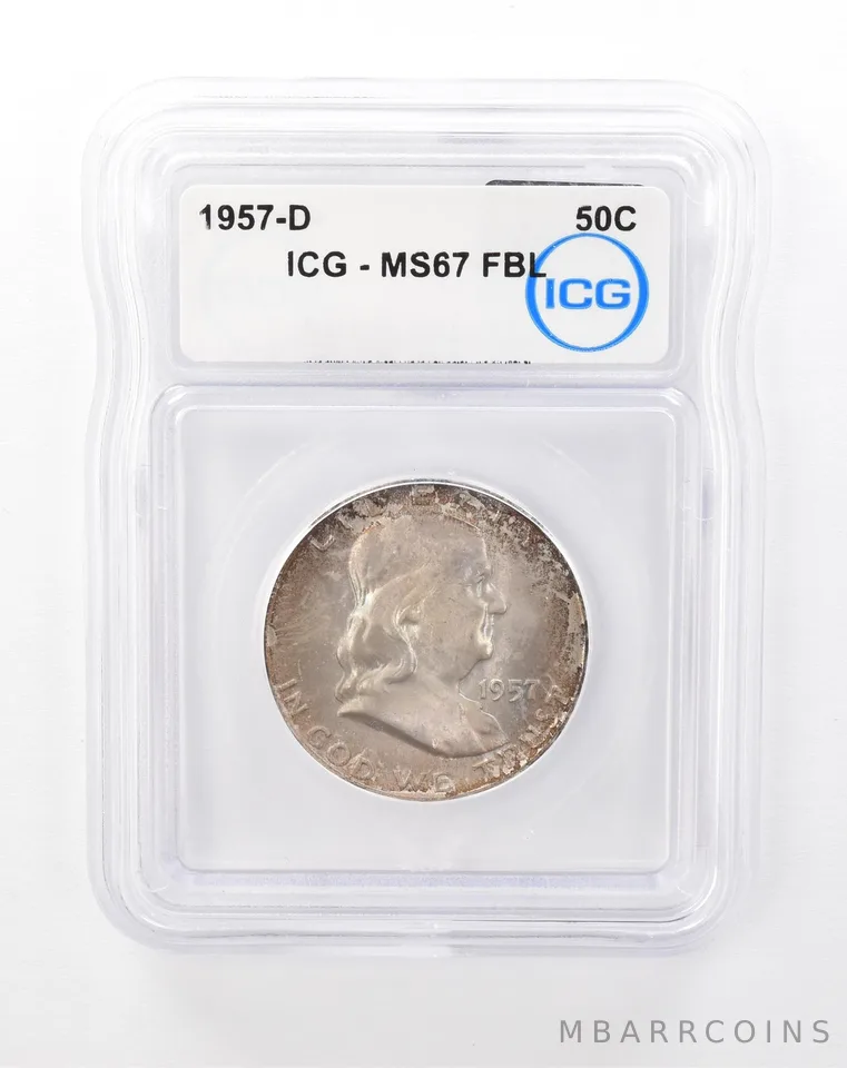 1957-D Franklin Half Dollar MS67 FBL ICG Beautiful Tone *6739