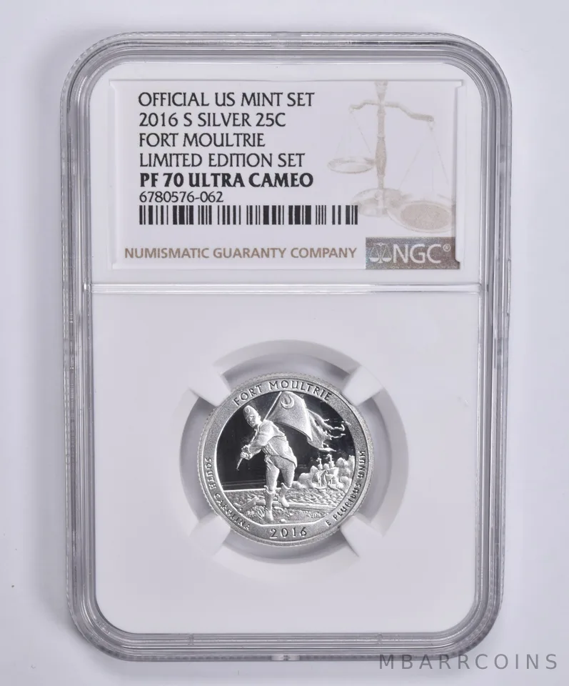 2016-S Silver Quarter Fort Moultrie Limited Edition Set PF70 UCAM NGC