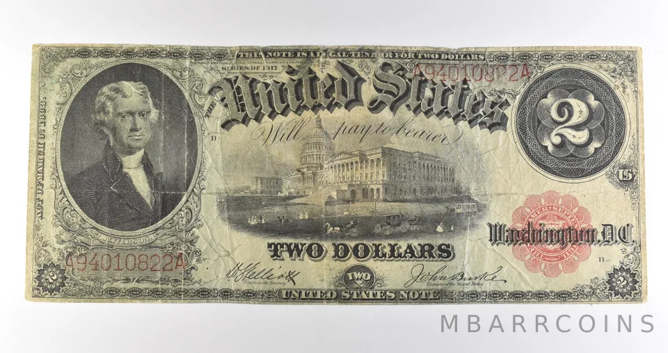 1917 $2 Legal Tender Red Seal Large Note Fr#58 *4691