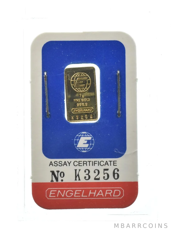 1g Gold Bar Engelhard In Assay *0437