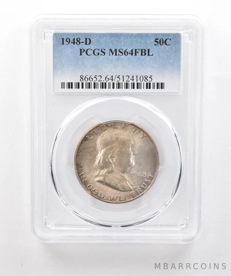 1948-D Franklin Half Dollar MS64 FBL PCGS Beautiful Tone a1978