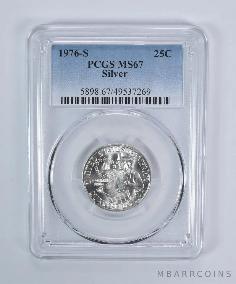 1976-S Washington Quarter Silver MS67 PCGS Blue Label