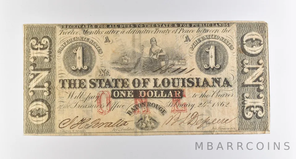 1862 $1 Baton Rouge LA Obsolete Note *3793