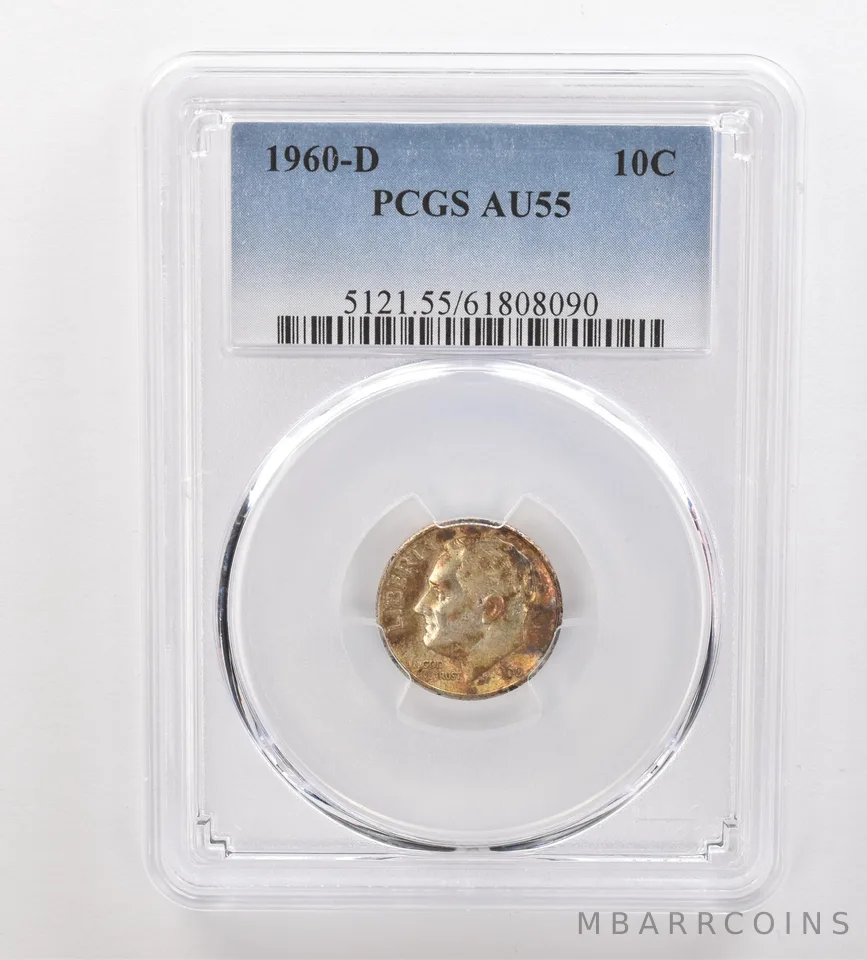 1960-D Roosevelt Dime AU55 PCGS Beautiful Tone *3320