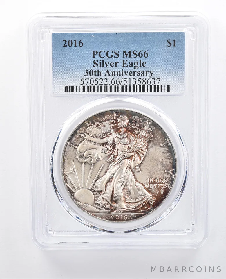 2016 American Silver Eagle MS66 PCGS Mottled Tone *8150