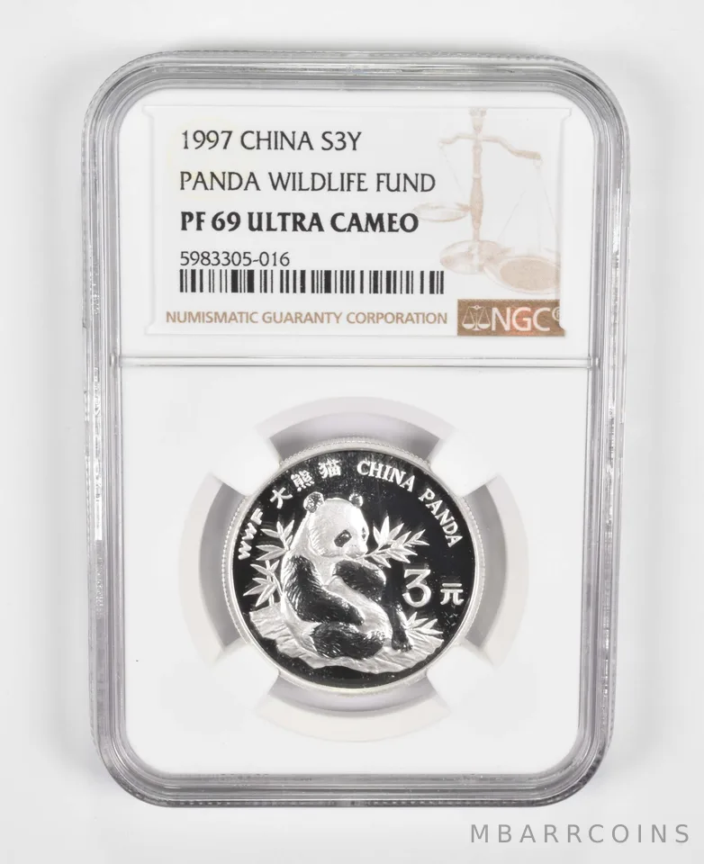 PF69 UCAM 1997 China 3 Yuan Silver Coin - Panda Wildlife Fund - Graded NGC a0752