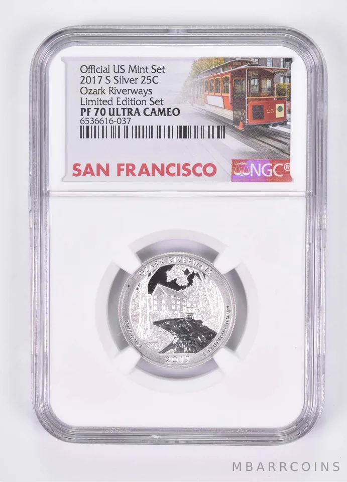 2017-S PF70 Silver Ozark Riverways Quarter NGC Limited Edition
