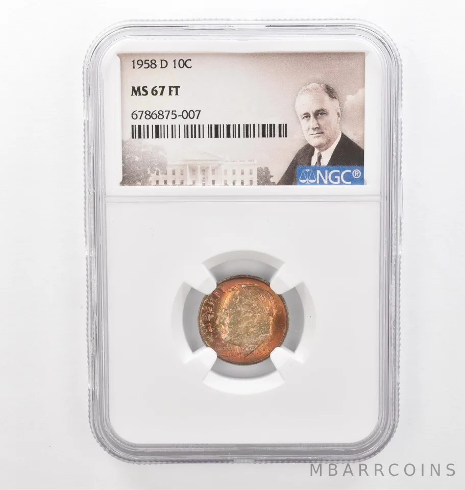1958-D Roosevelt Dime MS67 FT NGC Beautiful Tone *2192