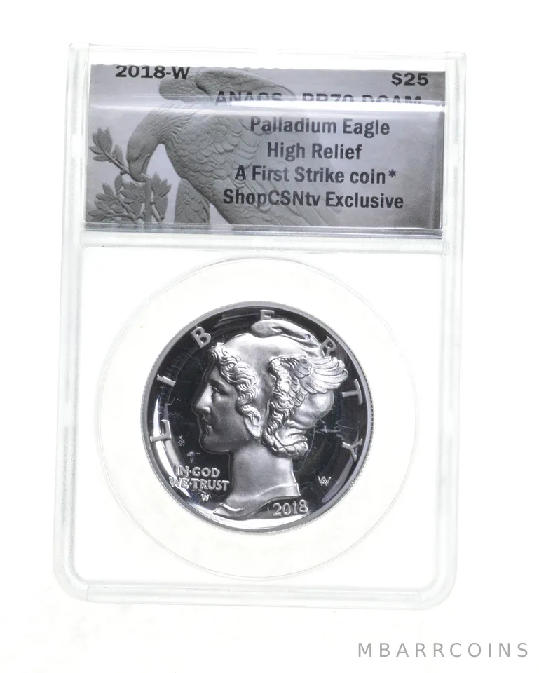 PR70 DCAM 2018-W $25 American Palladium Eagle High Relief 1st Strike ANACS *4633