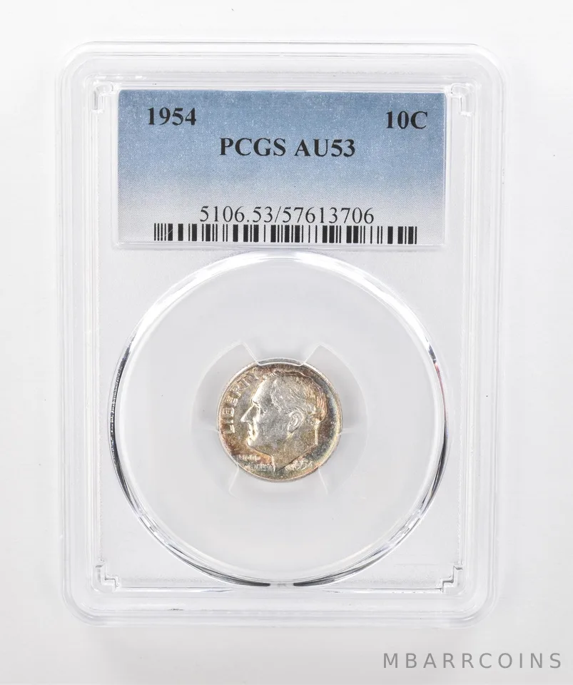 1954 Roosevelt Dime AU53 PCGS Beautiful Tone *1561