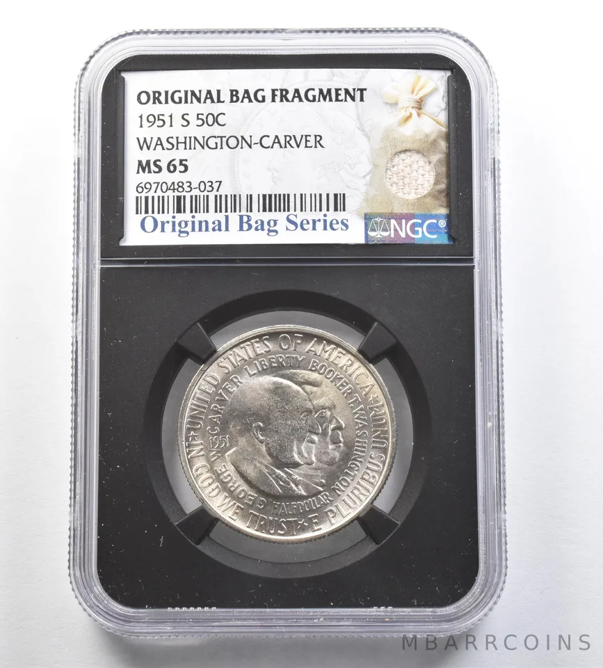 1951-S Washington-Carver Half Dollar Original Bag Fragment MS65 NGC *7207
