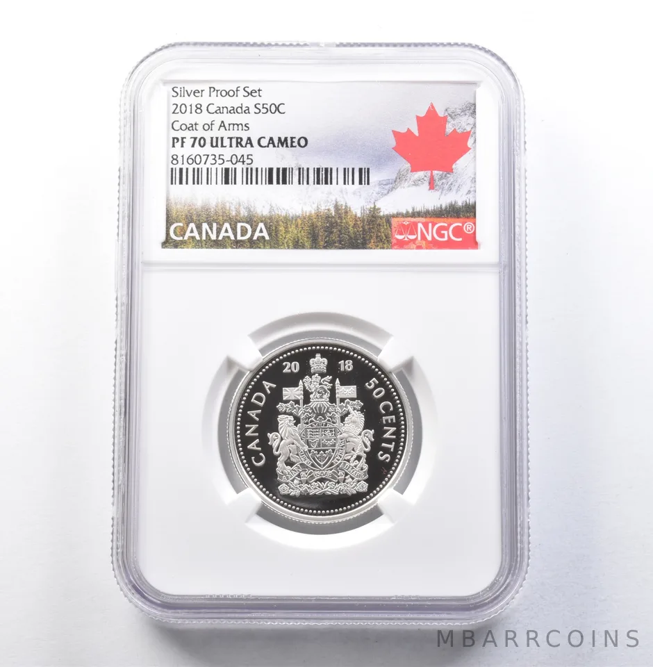 2018 Canada 50 Cents Silver Proof Set Coat Of Arms PF70 UCAM NGC *5902