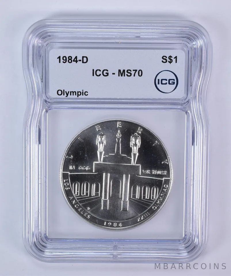 1984-D Olympic Commemorative Silver Dollar MS70 ICG