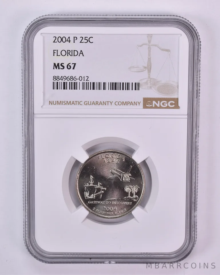 2004-P Washington State Quarter Florida MS67 NGC Brown Label