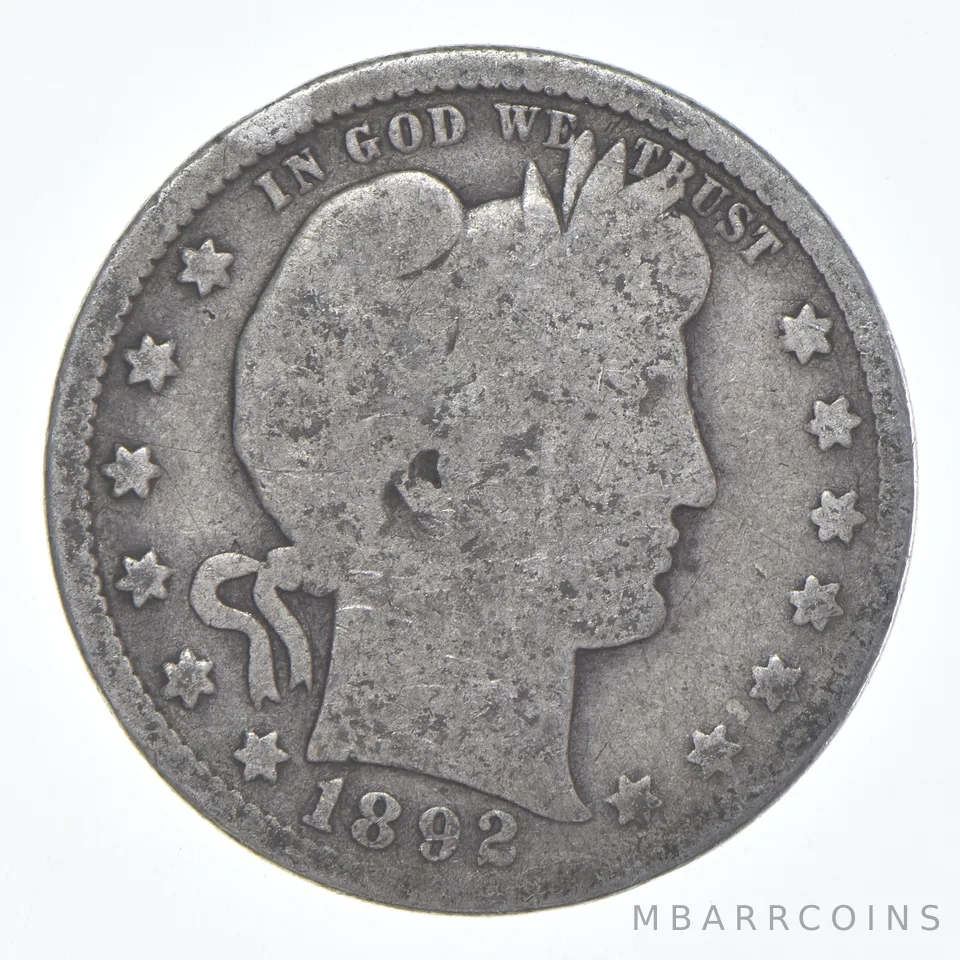 1892-O Barber Quarter Average Circ