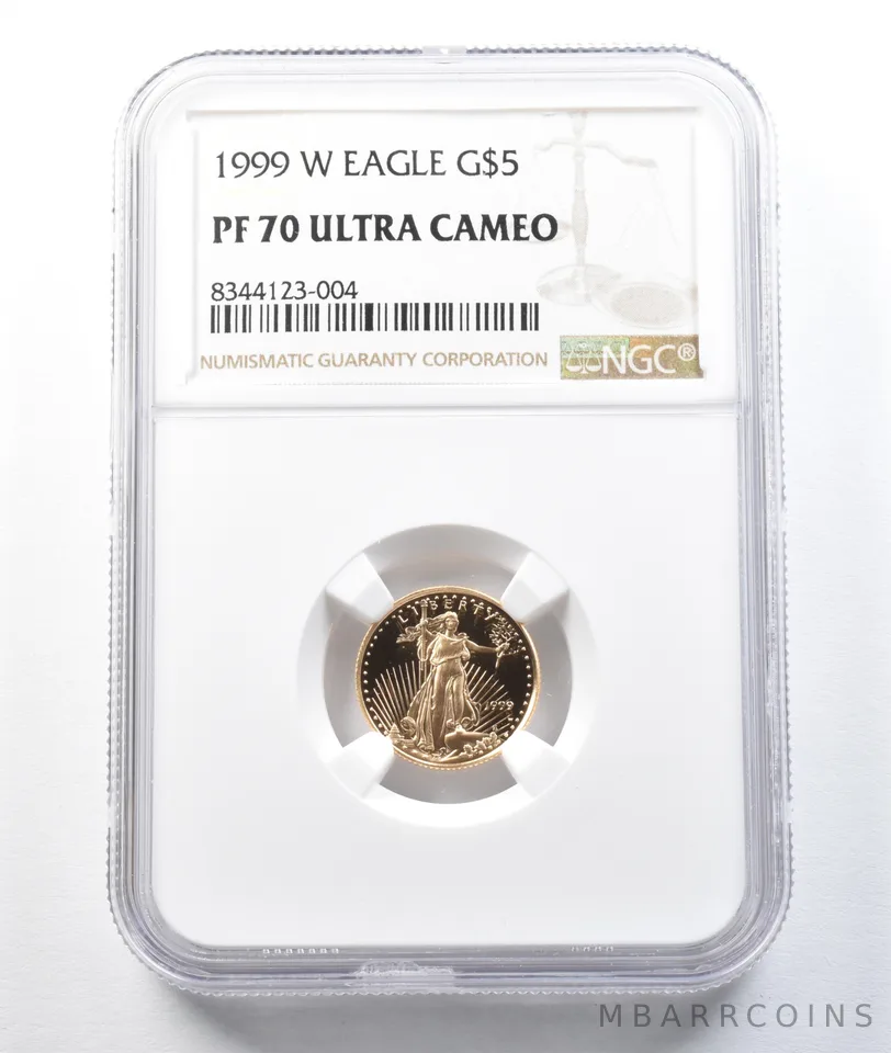 1999-W $5 American Gold Eagle 1/10 Oz Gold PF70 UCAM NGC