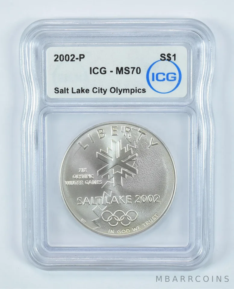 2002-P Winter Olympics Commemorative Silver Dollar MS70 ICG