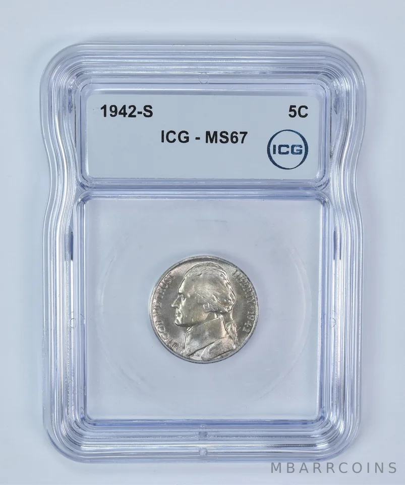 1942-S Jefferson Nickel MS67 ICG (WTN Wartime)