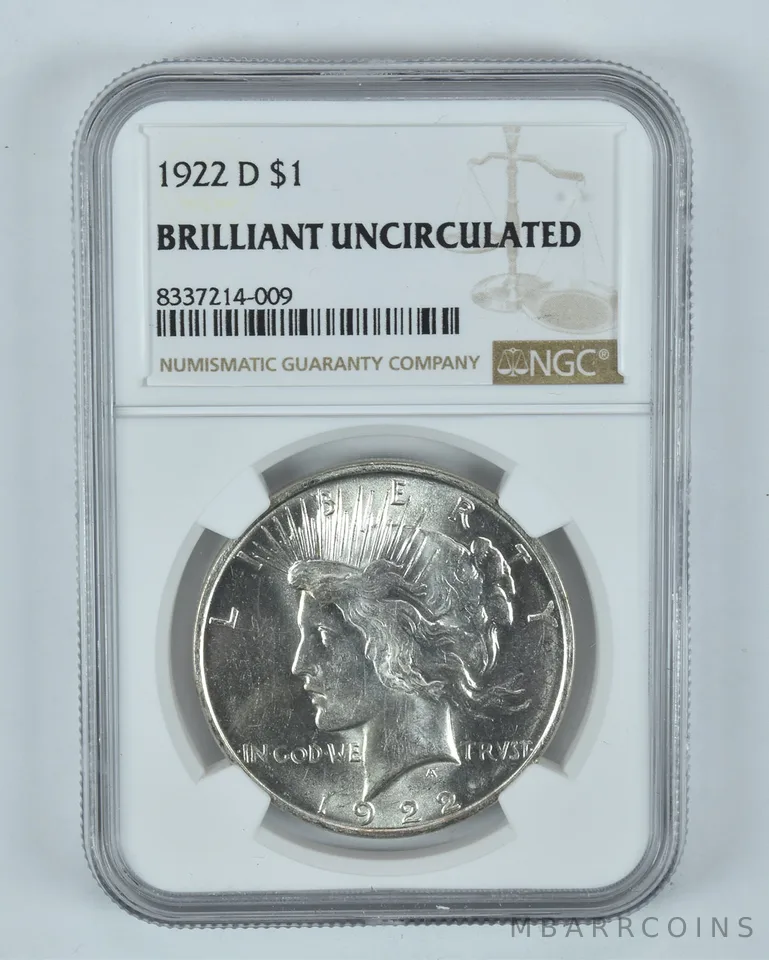 1922-D Peace Silver Dollar BU NGC Brown Label