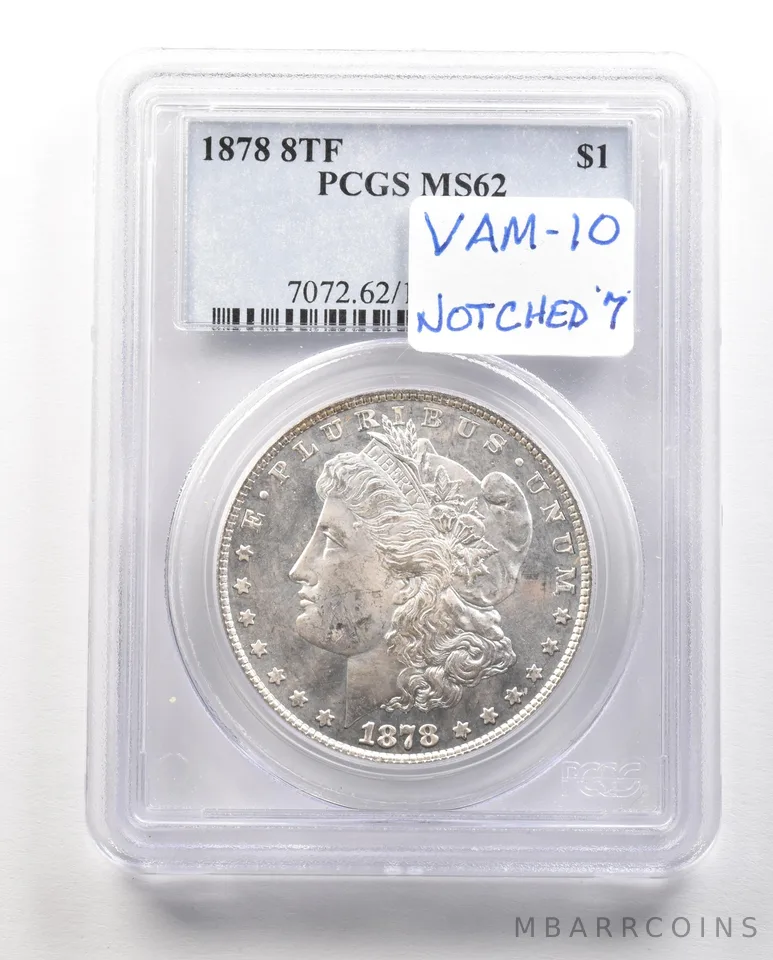1878 8TF Morgan Silver Dollar MS62 PCGS a4800