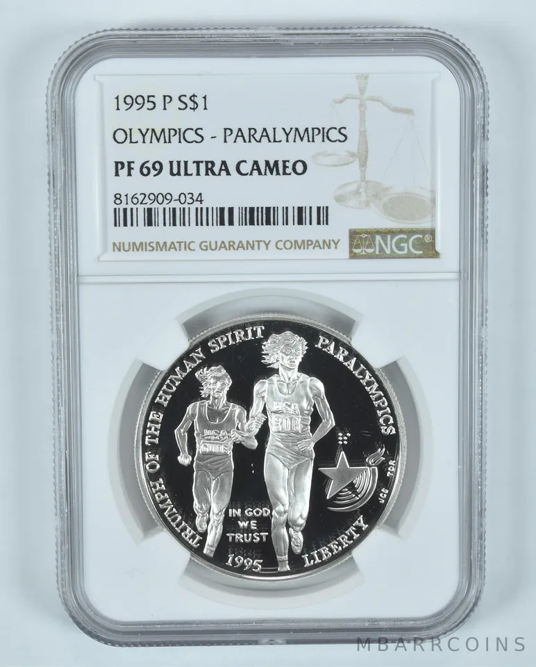 1995-P Paralympic Running Commemorative Silver Dollar PF69 UCAM NGC
