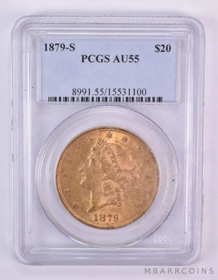 1879-S $20 Liberty Head Gold Double Eagle AU55 PCGS *1013