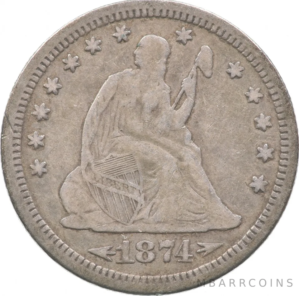 1874-S Seated Liberty Quarter Arrows *4687