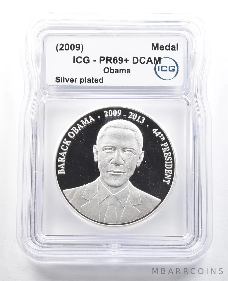 (2009) Medal Obama Silver Plated PR69+ DCAM ICG *4879