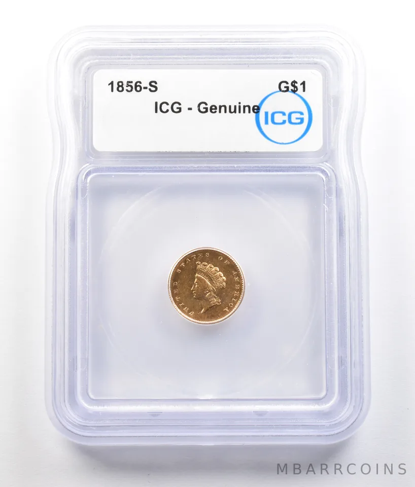 1856-S $1 Indian Princess Head Gold Dollar Genuine ICG *0781
