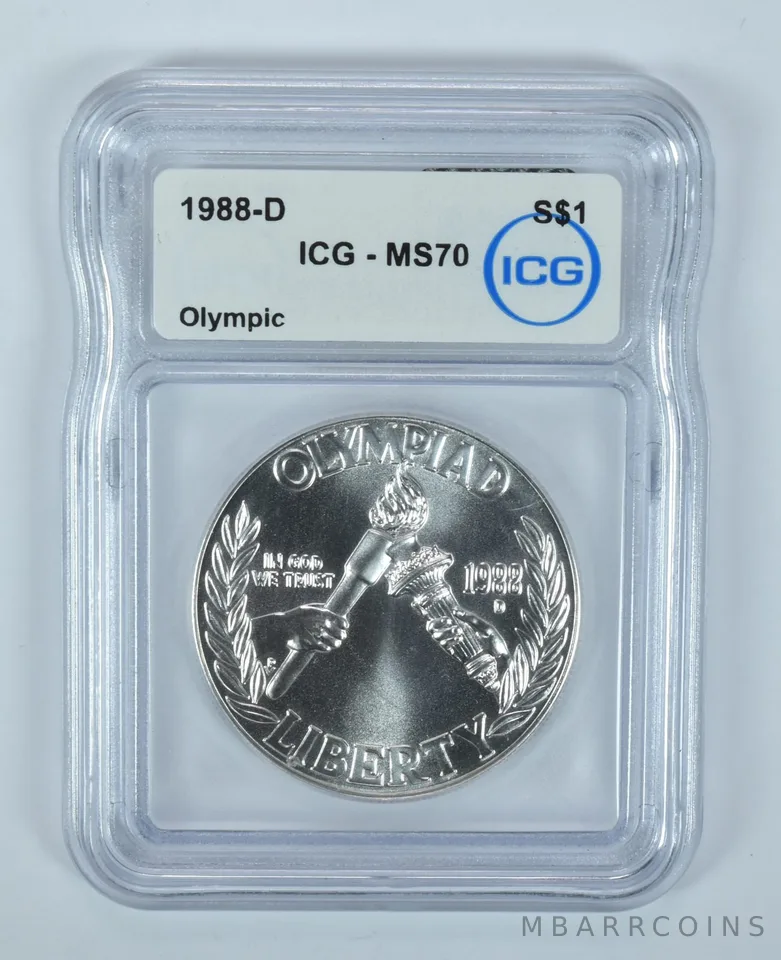 1988-D Olympic Torches Commemorative Silver Dollar MS70 ICG
