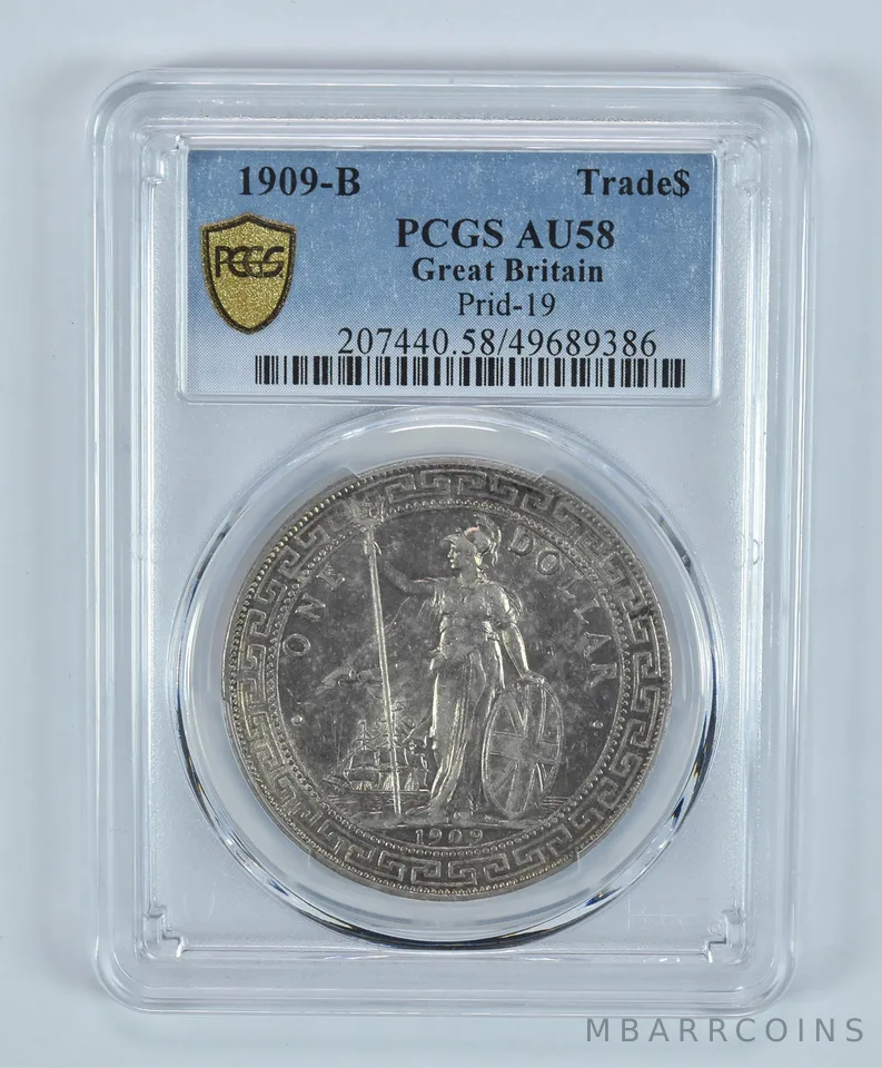 1909 B Great Britain Trade Dollar Prid-19 AU58 PCGS a9215