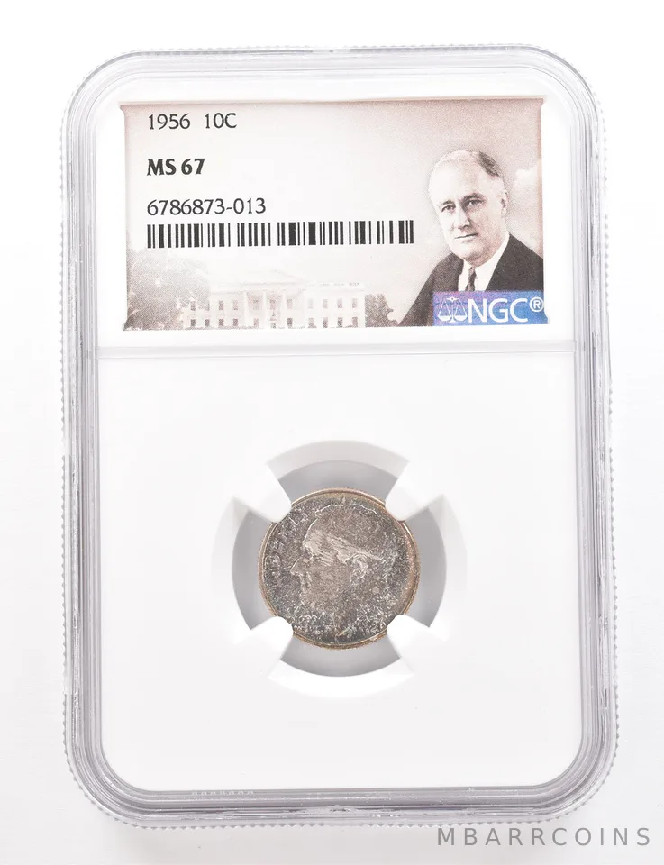 1956 Roosevelt Dime MS67 NGC Beautiful Tone *3410