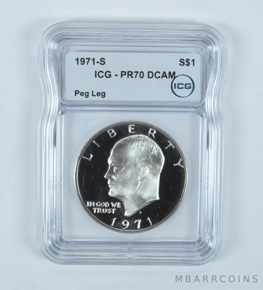 1971-S Eisenhower $1 Peg Leg PR70 DCAM ICG