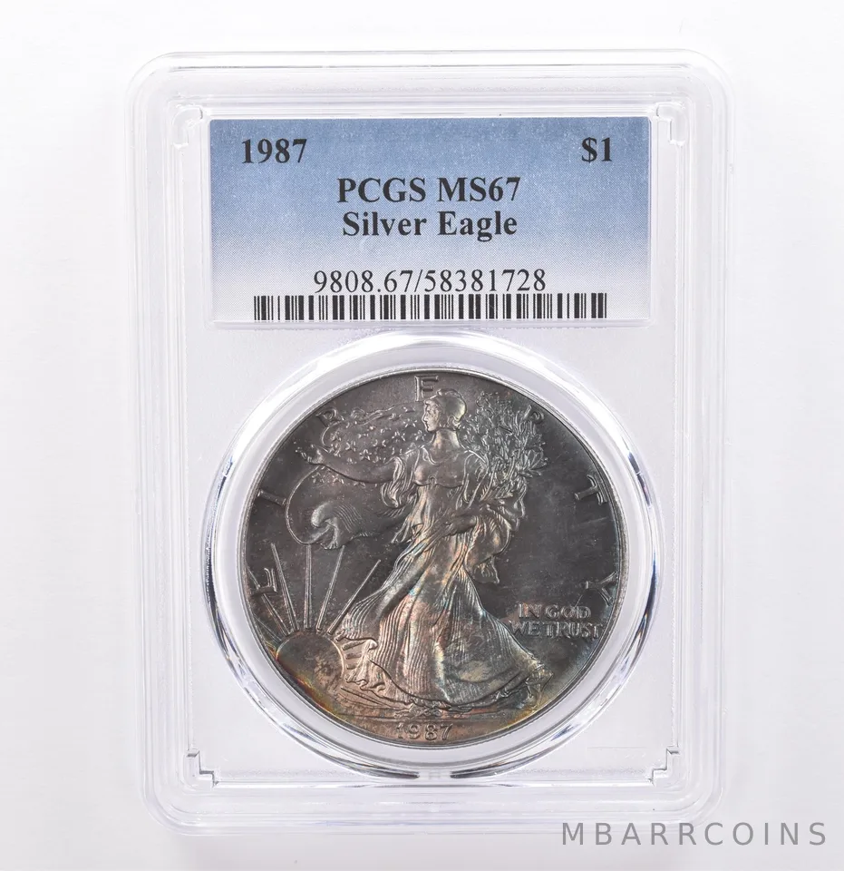 1987 American Silver Eagle MS67 PCGS Beautiful Tone *9286