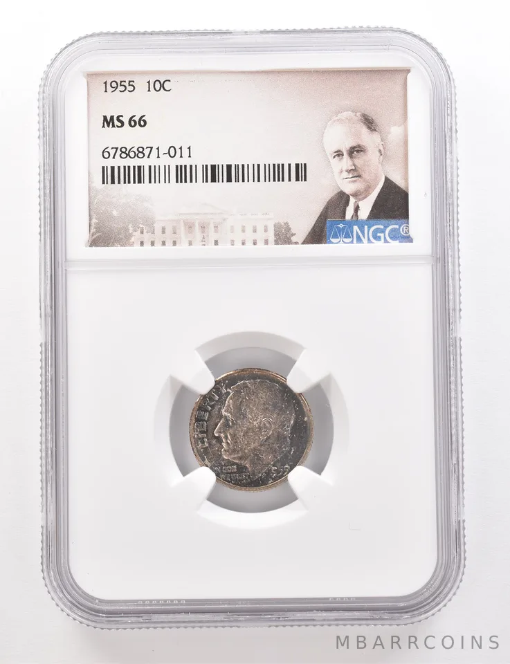 1955 Roosevelt Dime MS66 NGC Beautiful Tone *3385