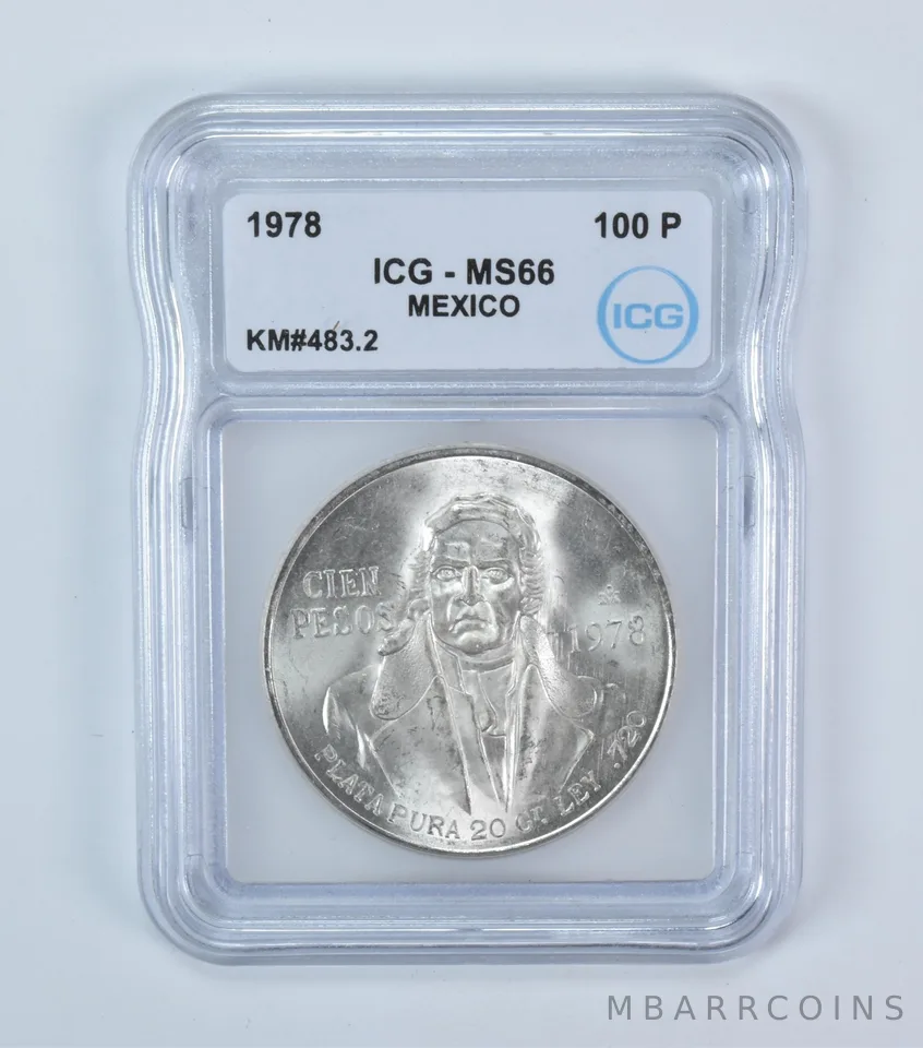 1978 Mexico 100 Pesos Silver MS66 ICG