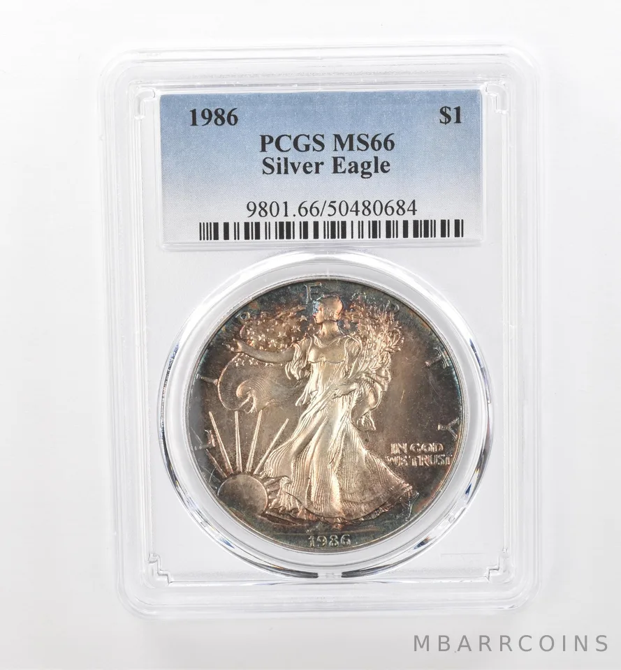 1986 American Silver Eagle MS66 PCGS Beautiful Tone *1737