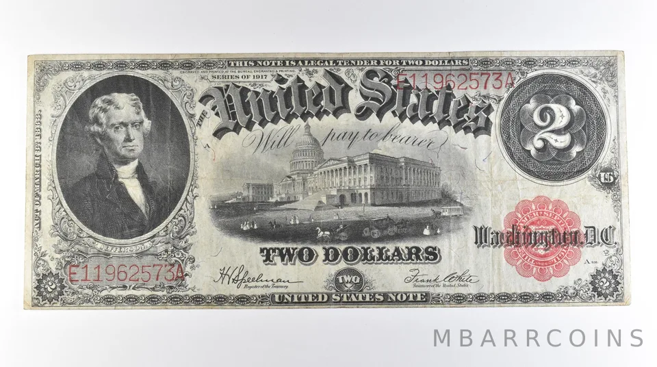 1917 $2 Legal Tender Large Note Red Seal FR#60 *0576