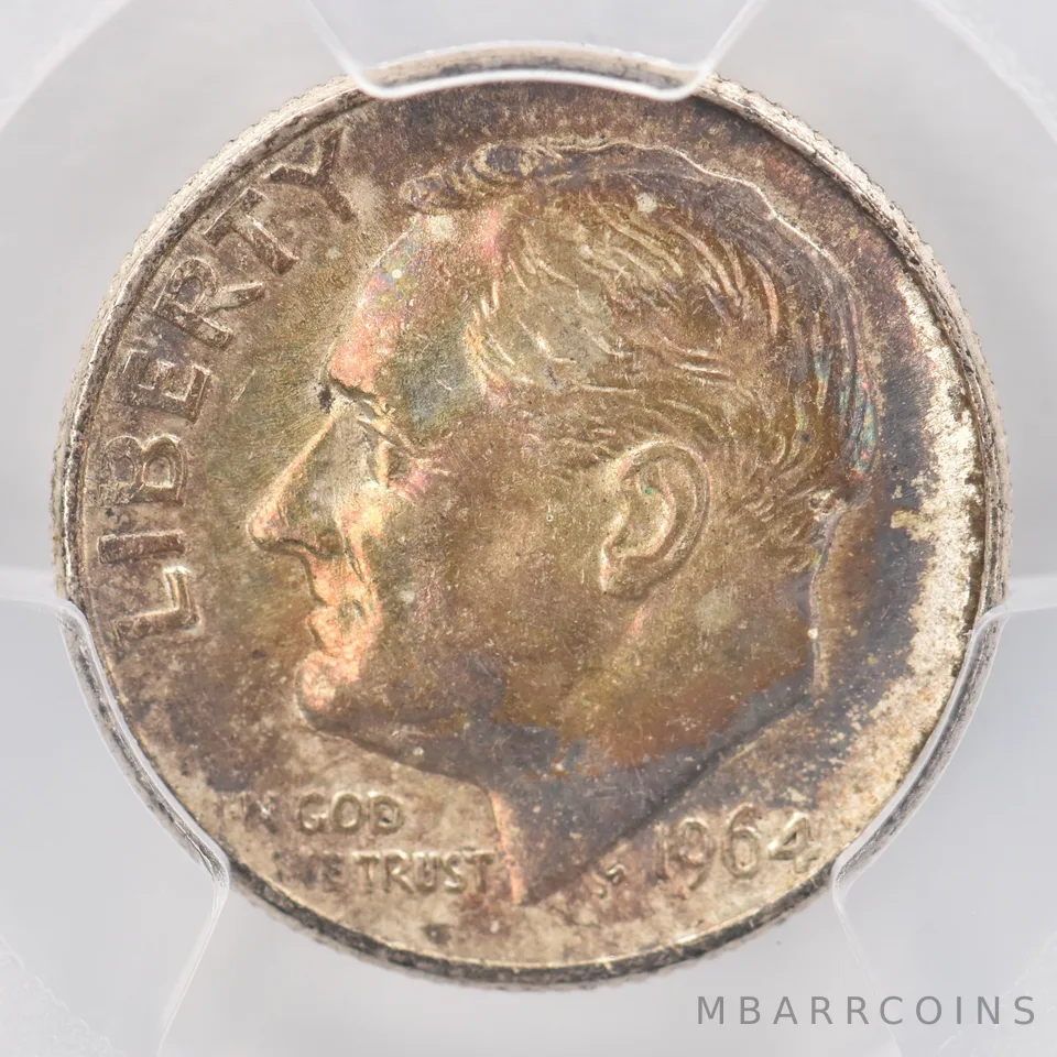 1964 Roosevelt Dime AU58 PCGS Beautiful Tone *0805