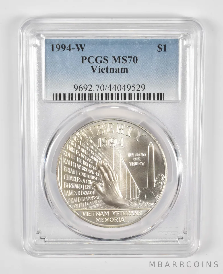 1994-W Vietnam Commemorative Silver Dollar MS70 PCGS Blue Label