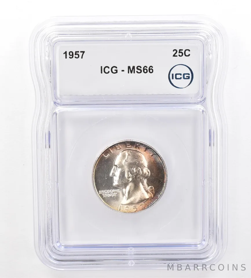 1957 Washington Quarter MS66 ICG Beautiful Tone a7333