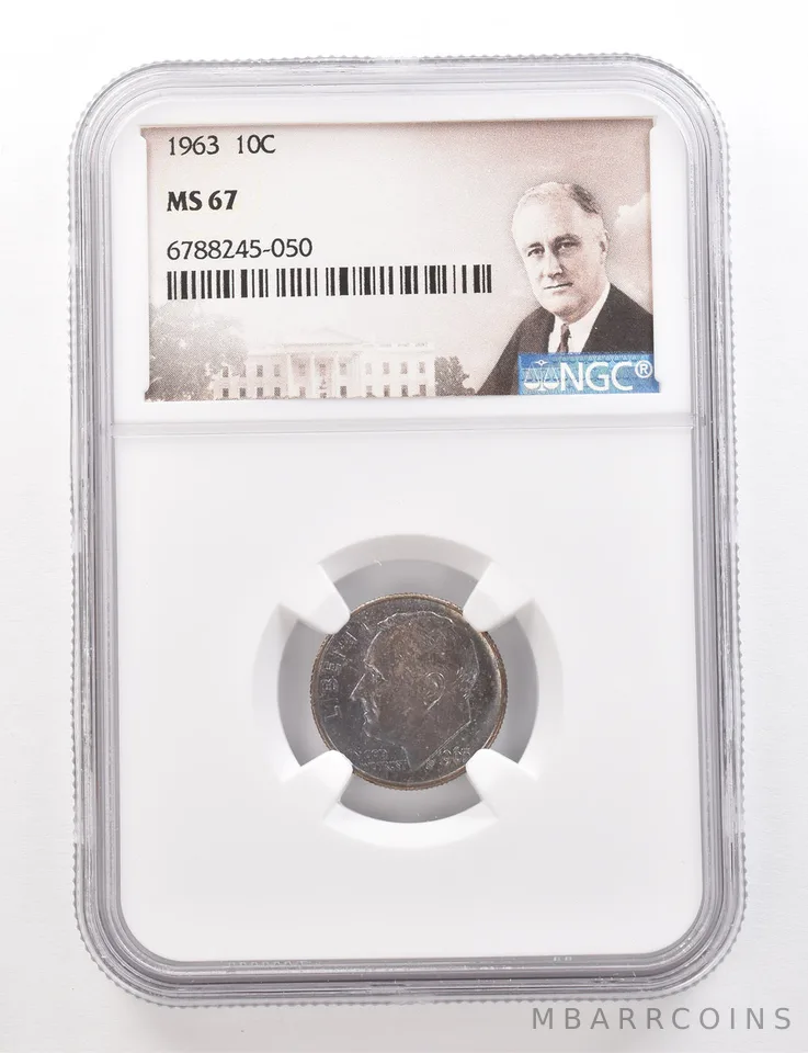 1963 Roosevelt Dime MS67 NGC Beautiful Tone *3388